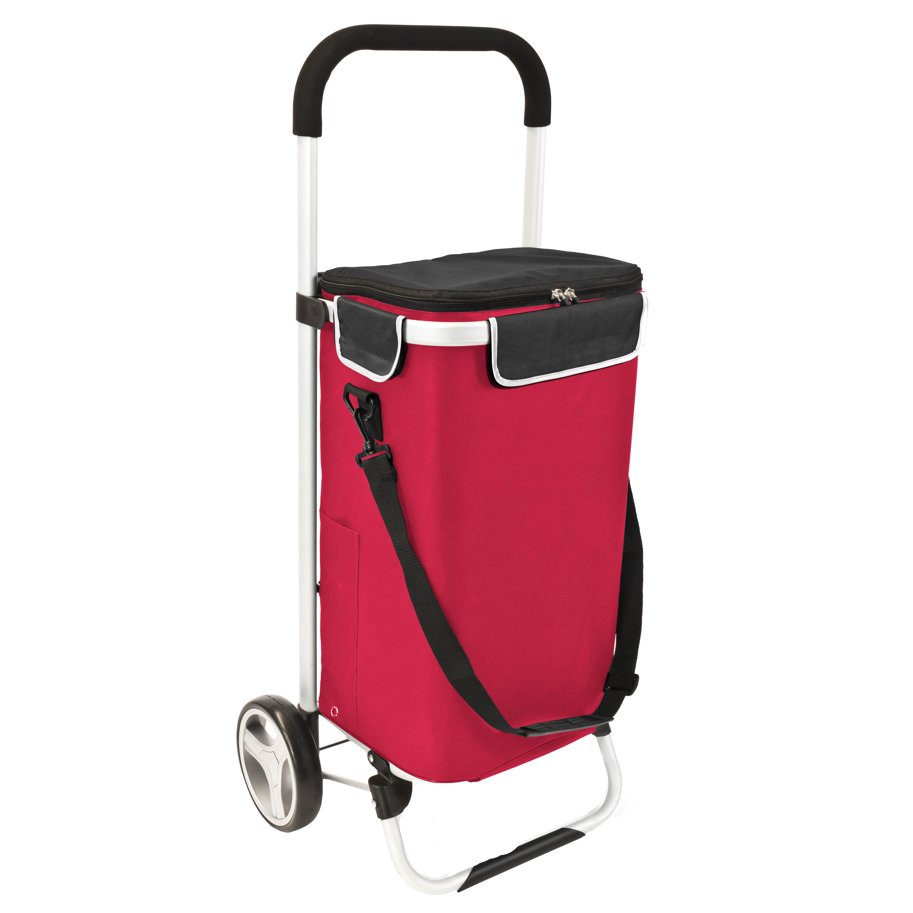 Einkaufstrolley BRINKUM, Handwagen, Einkaufswagen mit abnehmbarer Tasche, rot