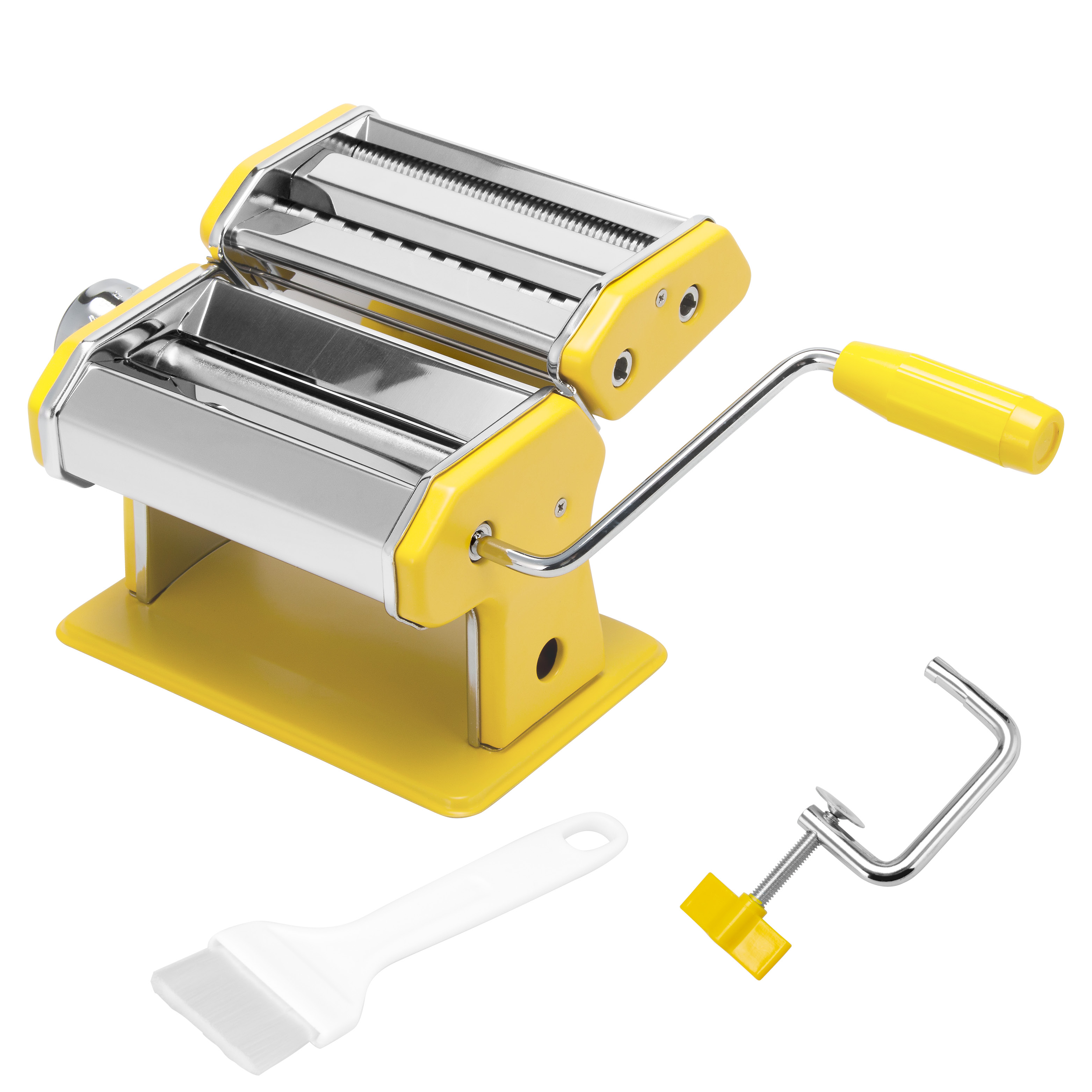 Nudelmaschine Edelstahl/Metall gelb - für Spaghetti, Pasta und Lasagne (7 Stufen), Pastamaschine