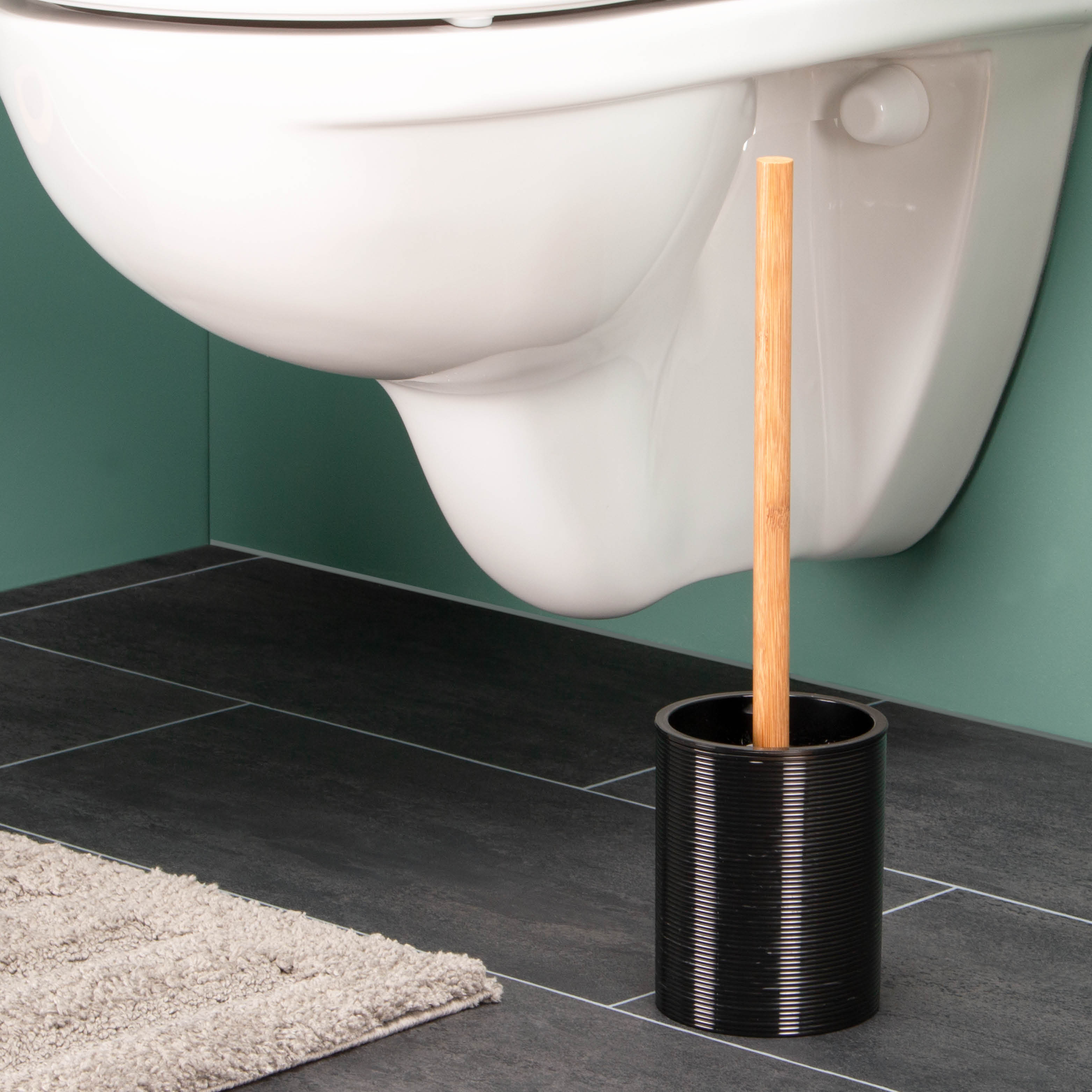 WC-Bürste SEGNO aus Bambus und Kunststoff | WC-Garnitur | Toilettenbürste, schwarz