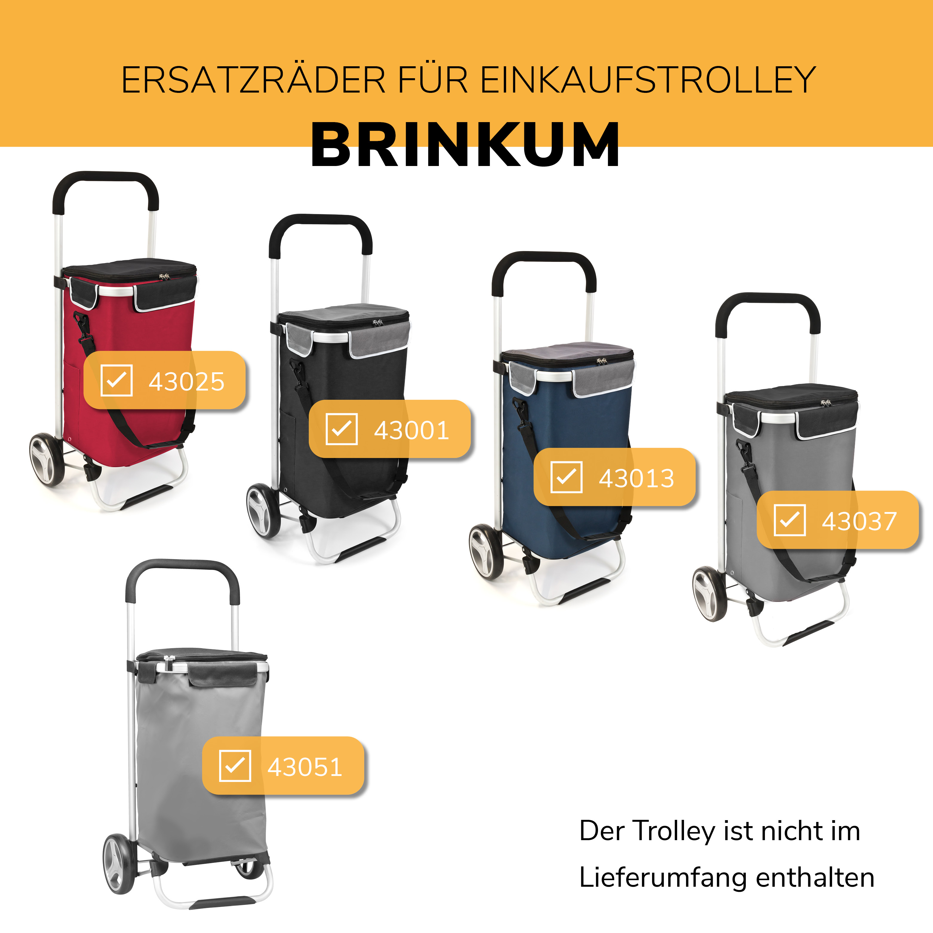 Ersatzrad 2er Set für Einkaufstrolley BRINKUM