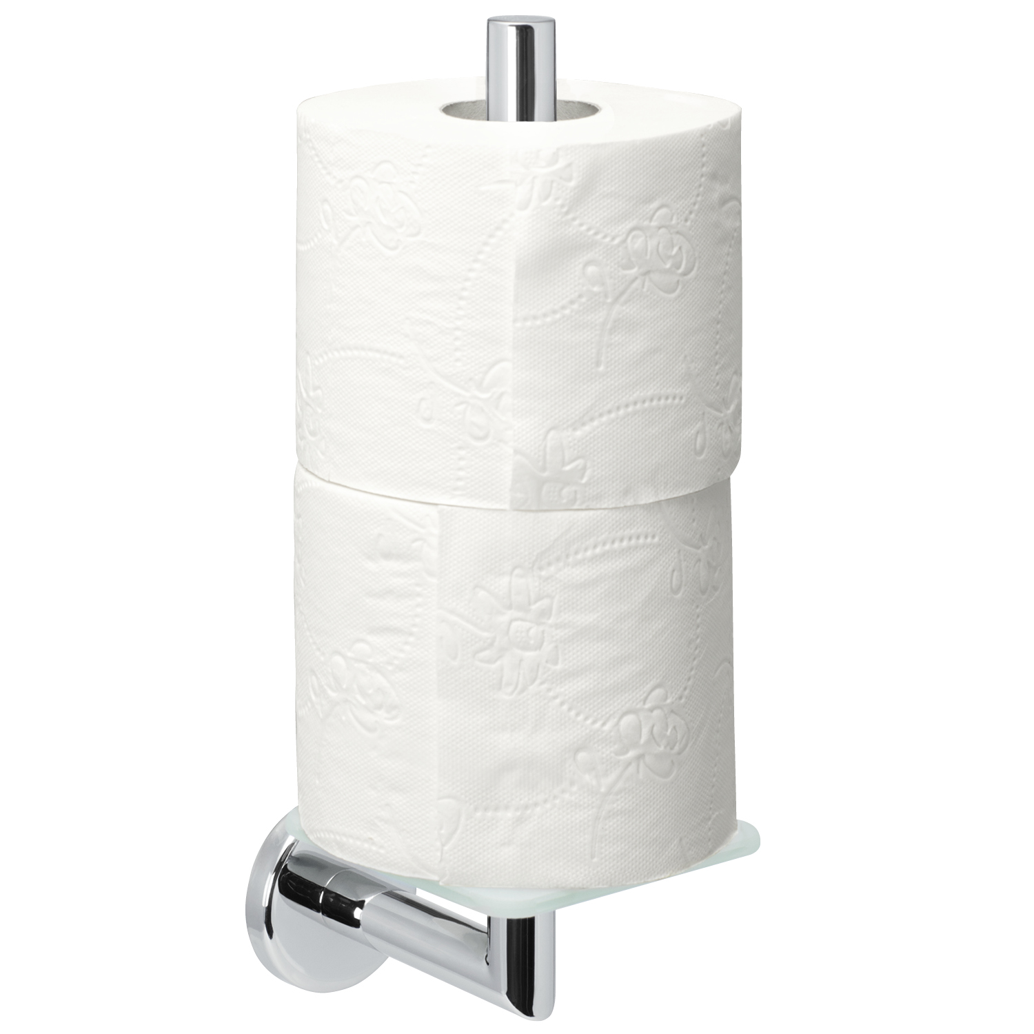 Bad-Serie LUCENTE - Ersatz-Toilettenpapierhalter aus Edelstahl verchromt, hochglänzend mit Glasboden