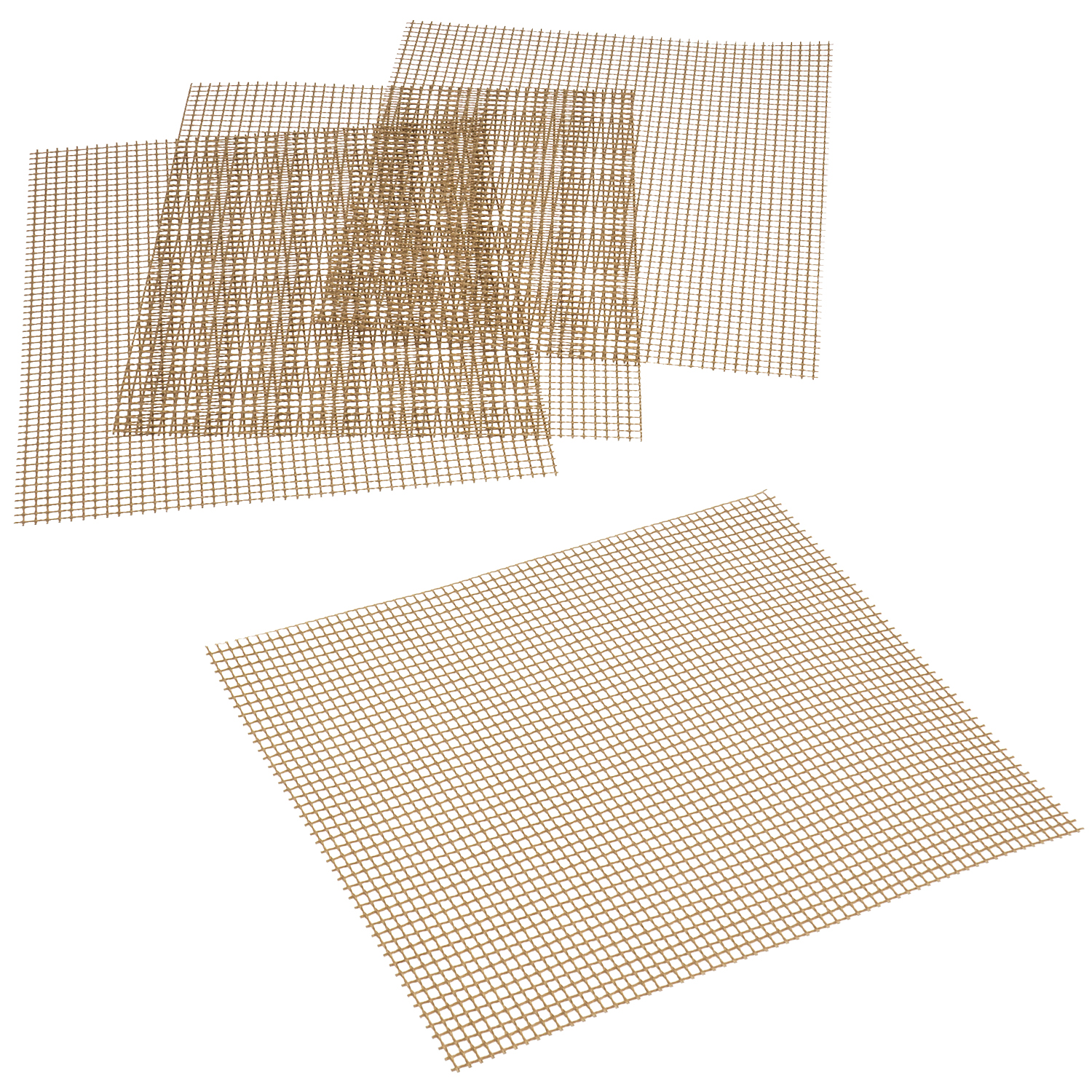 Grillmatte / Backmatte rechteckig 4er Set, Glasfasergewebe antihaft, ca. 25 x 30 cm (L/B)