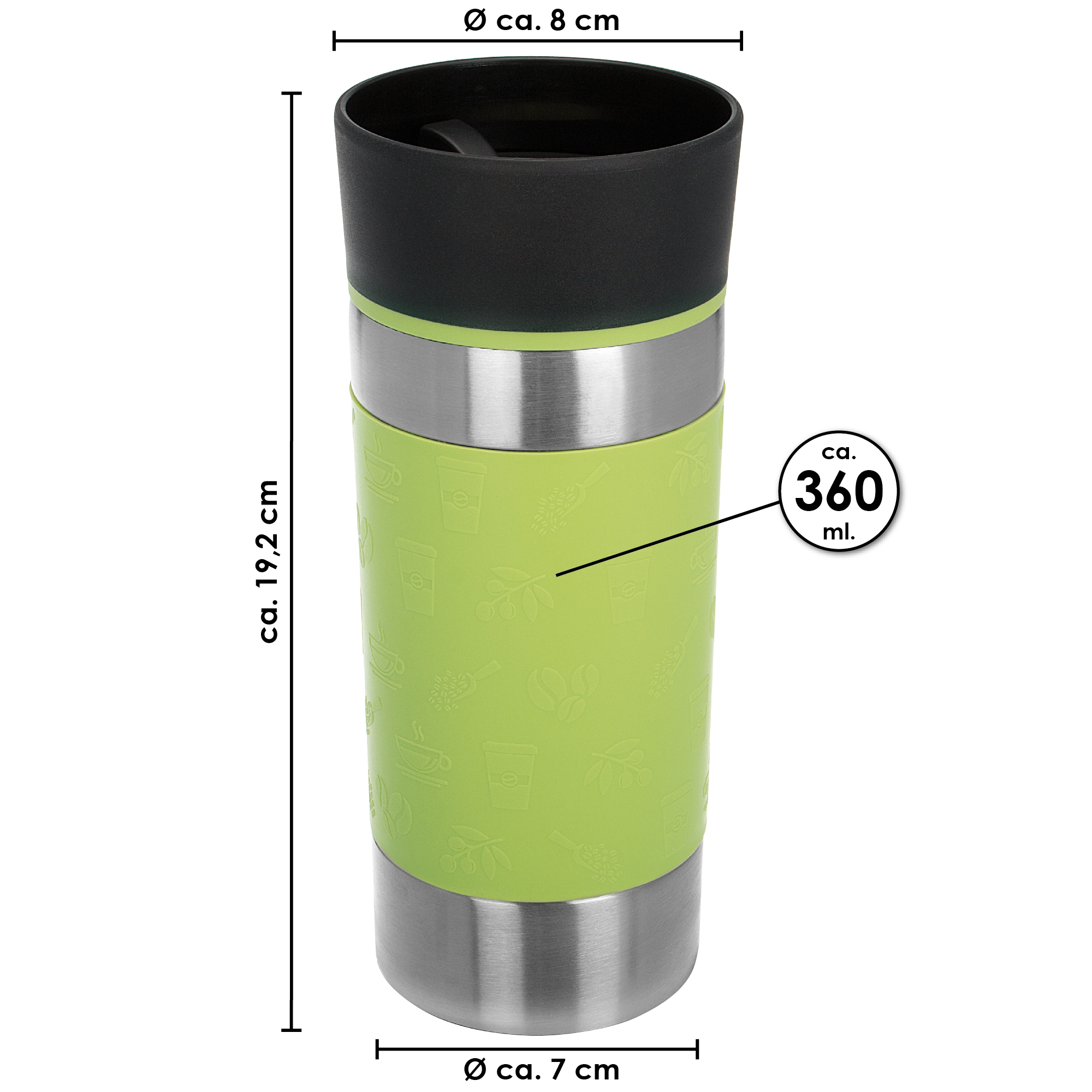 bremermann Thermobecher 360 ml, 100% auslaufsicher, Isolierbecher Kaffeebecher Reisebecher, grün