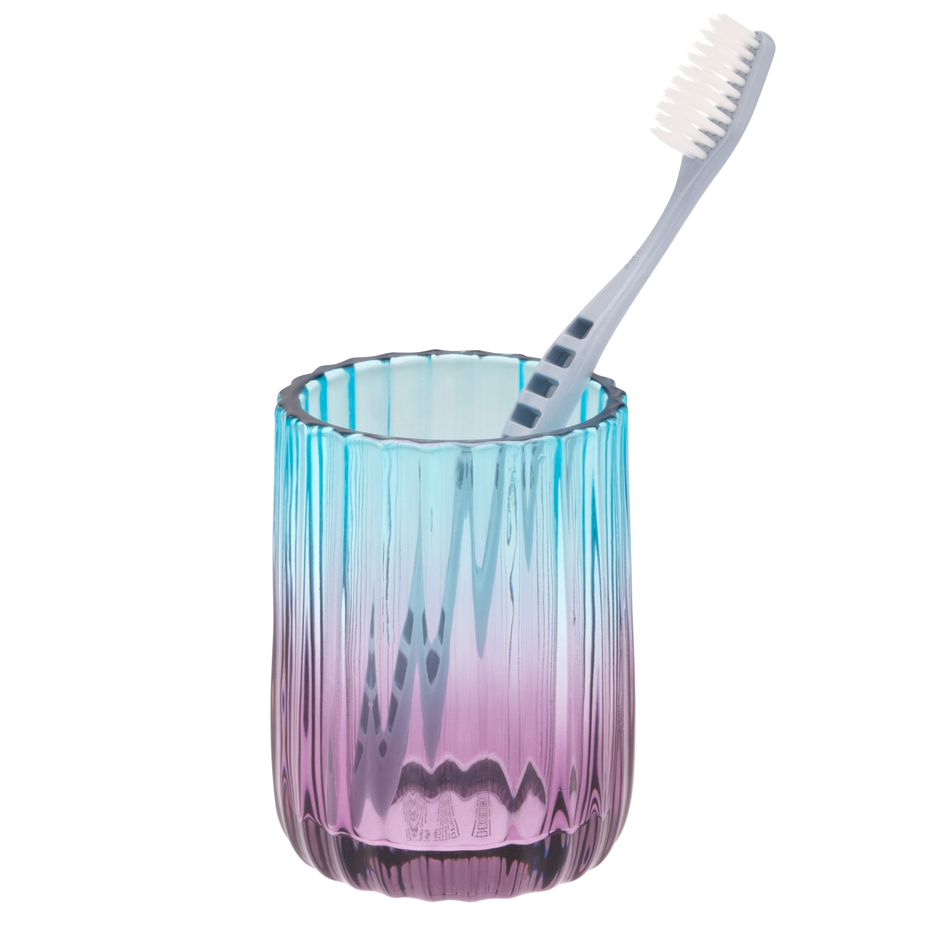 bremermann Zahnputzbecher aus Glas, Zahnbürstenhalter, Zahnputzglas, violett/blau