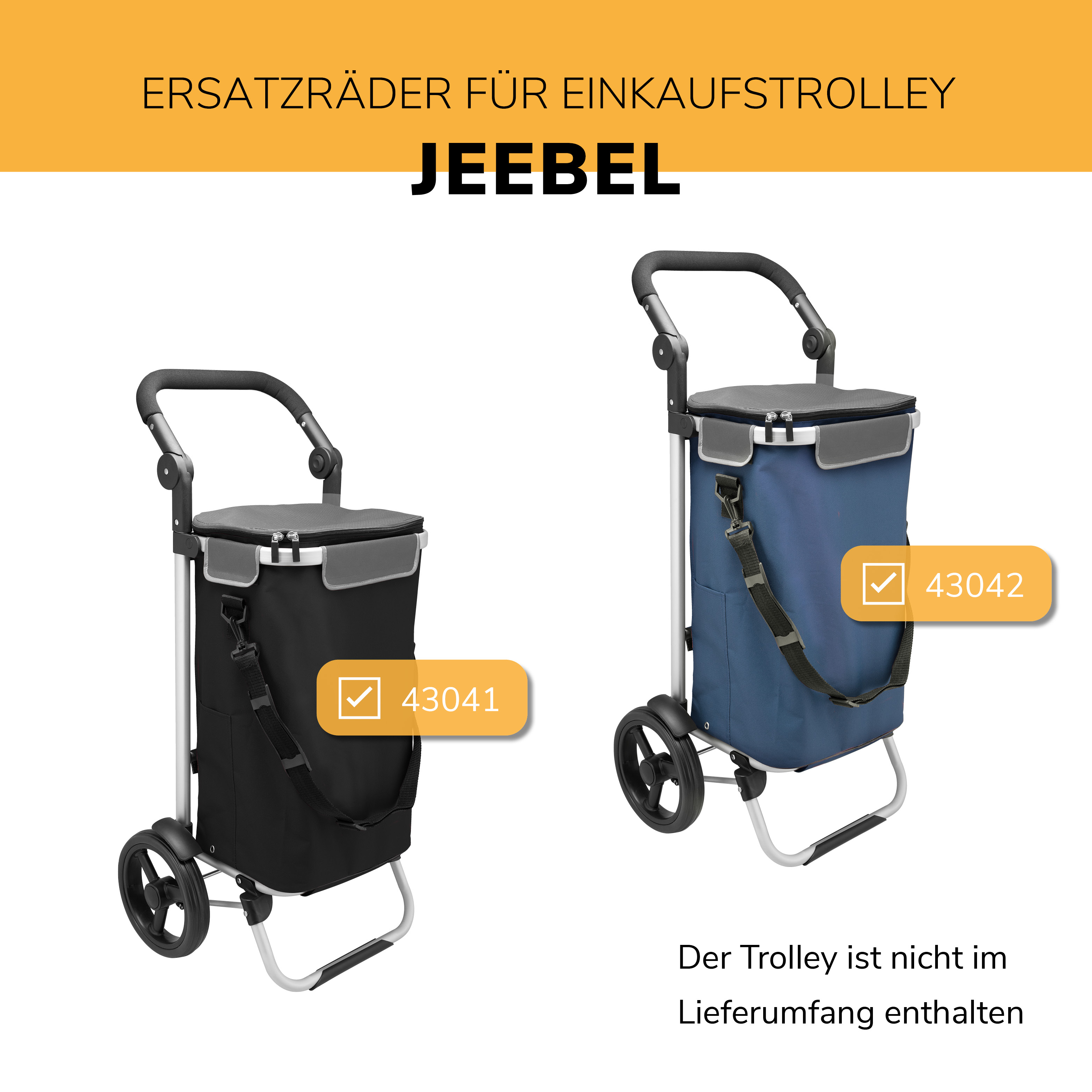 Ersatzrad 2er Set für Einkaufstrolley JEEBEL