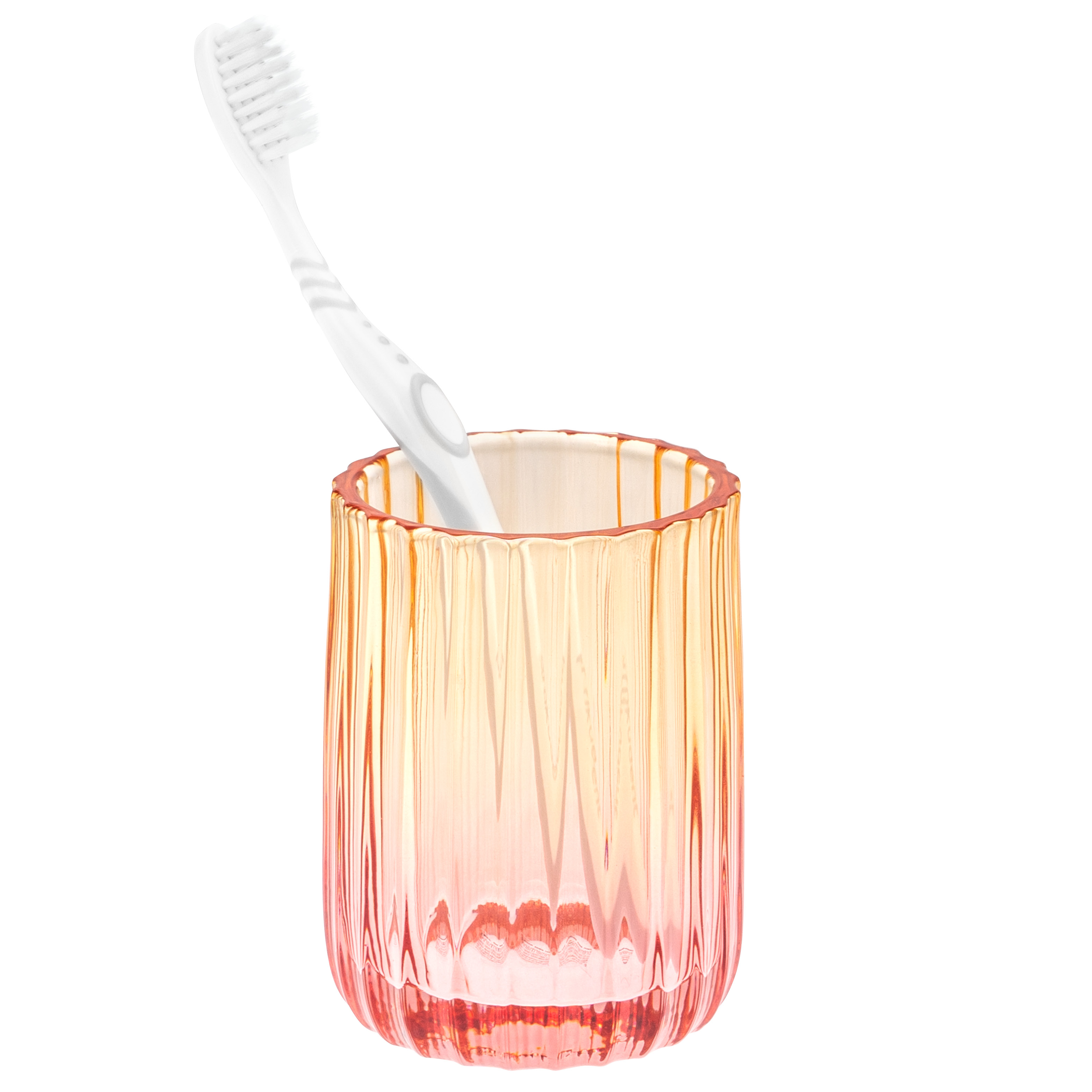 Zahnputzbecher aus Glas, Zahnbürstenhalter, Zahnputzglas, rot/orange