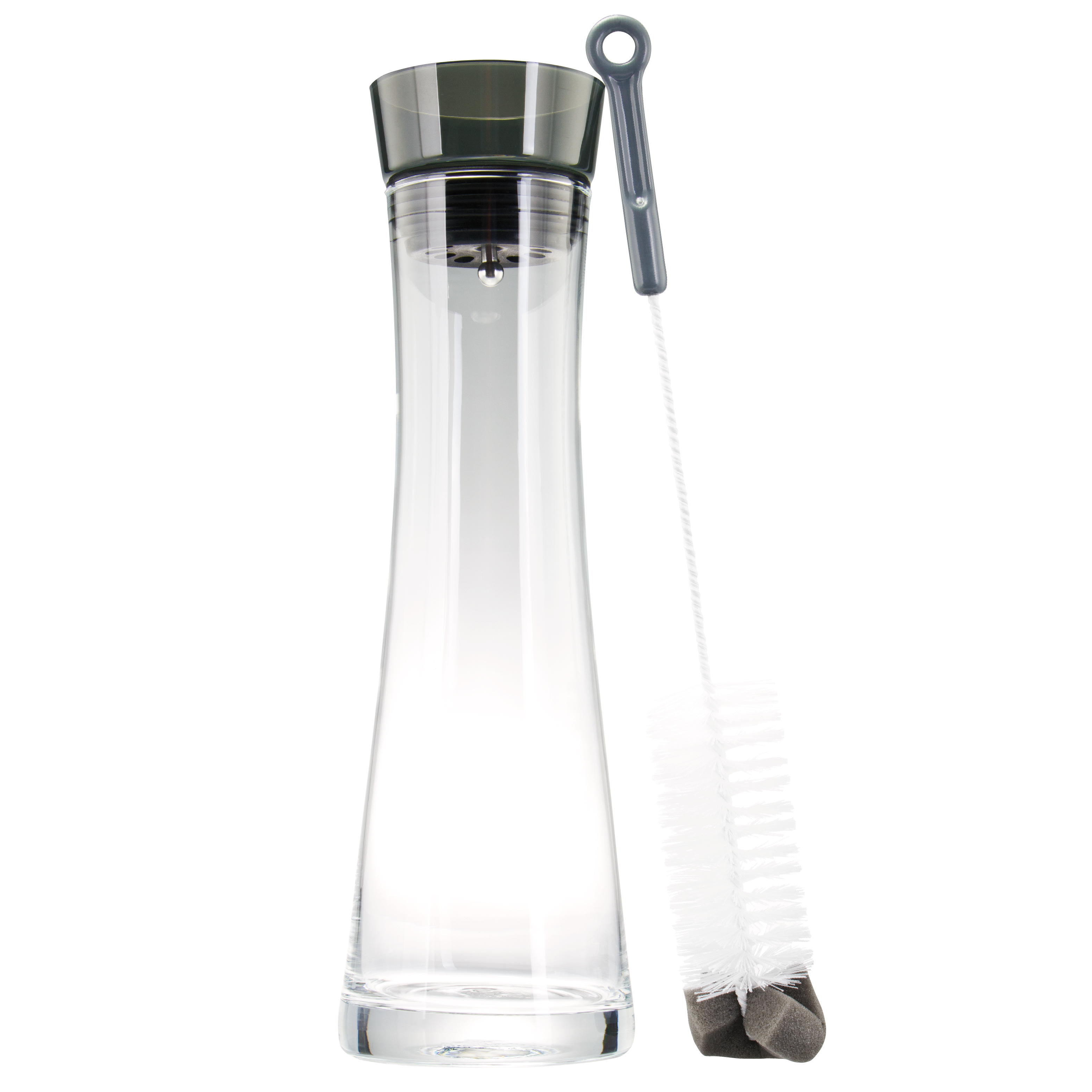 Glaskaraffe AMISA 1,2 Liter, Funktions-Ausgießer, Wasserkaraffe, grau