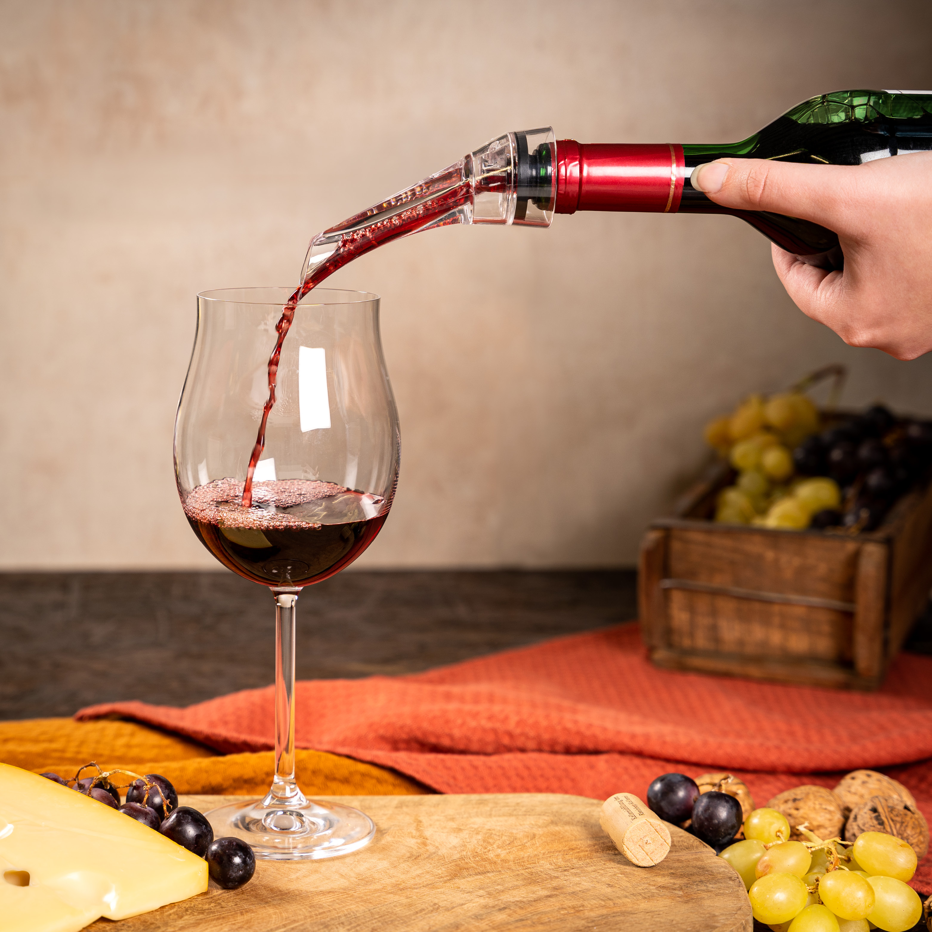 Dekanter Wein-Ausgießer mit Edelstahl-Kühlstab, Weinkühler, Weinverschluss, Dekantier-Belüfter
