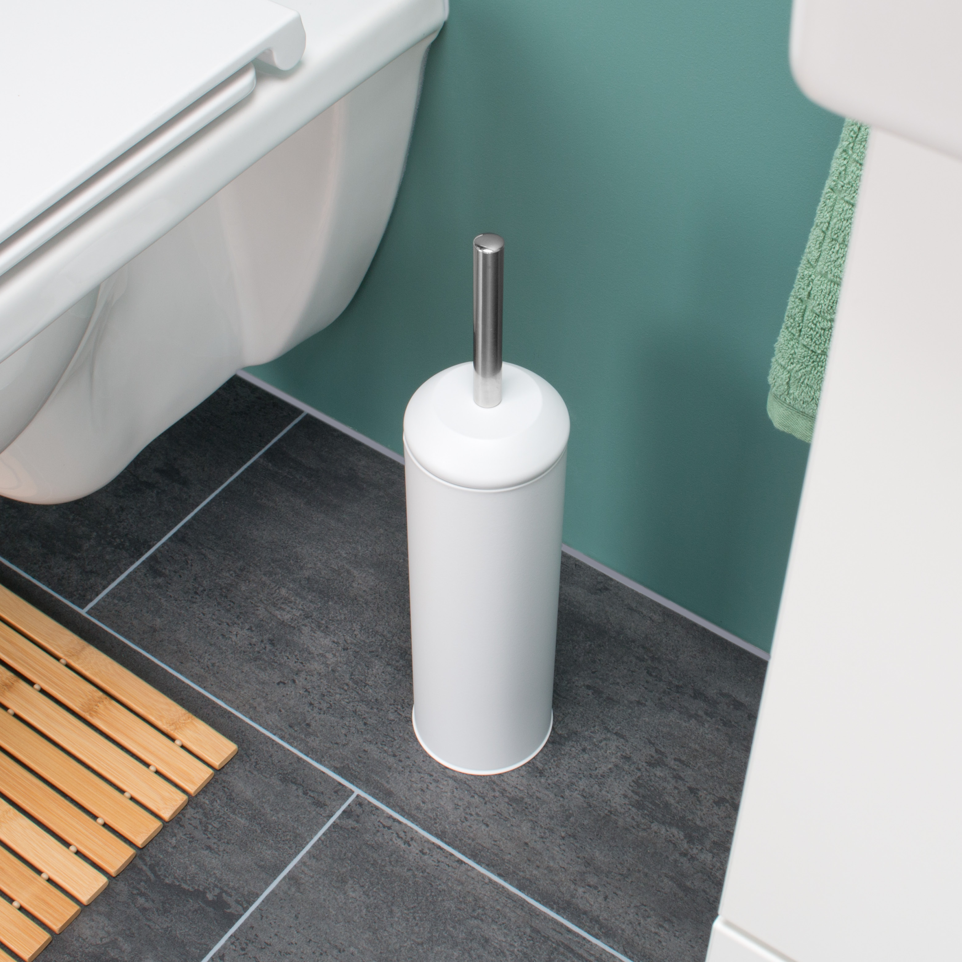 WC-Garnitur RIALTO, WC-Bürste Standbürste, Edelstahl/Metall weiß