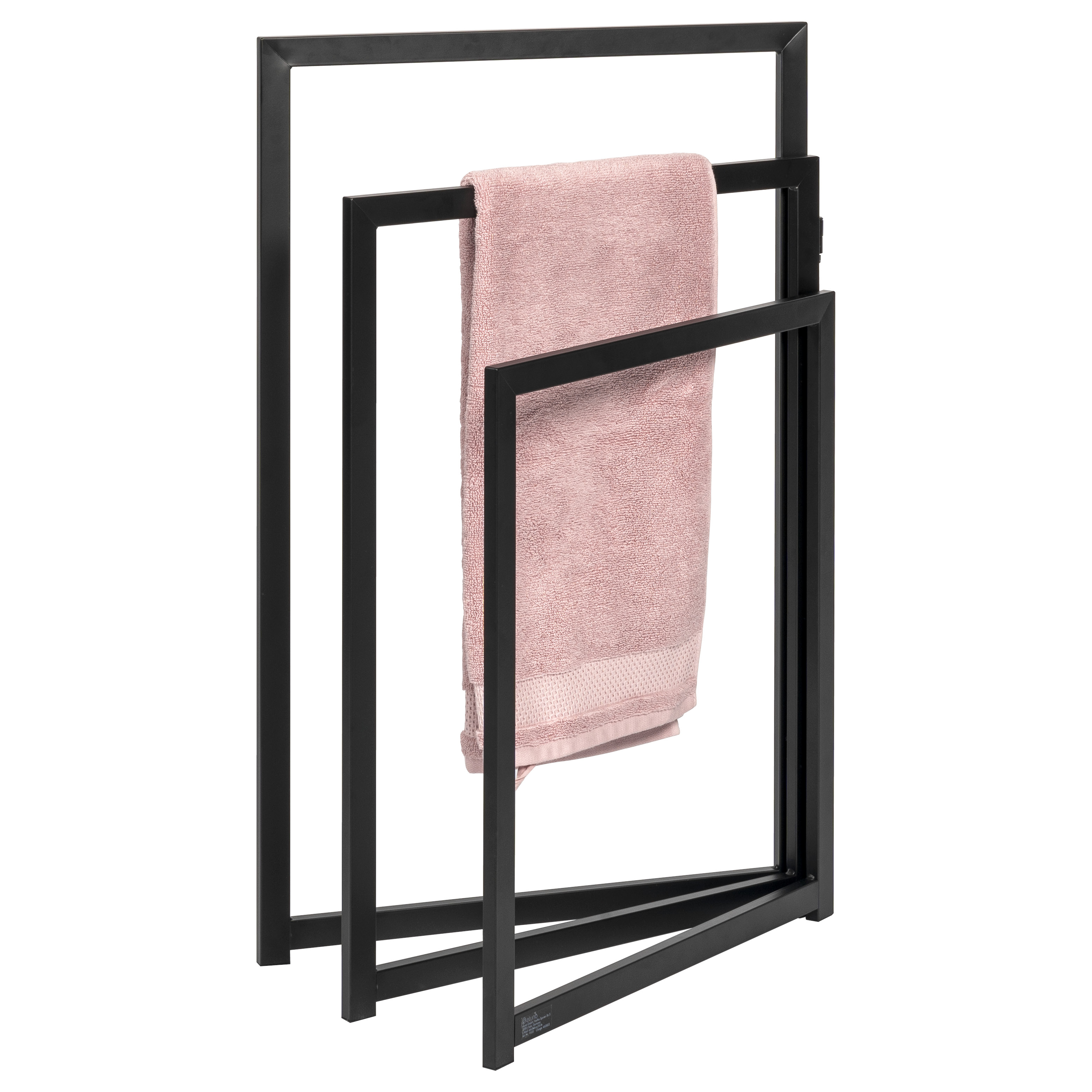 Stand-Handtuchhalter aus mattschwarzem Metall, freistehender moderner Handtuchständer