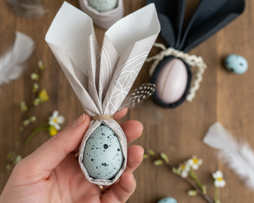 Hasenservietten falten: Süße Osterdeko &amp; Eierwärmer selber machen - Hasenservietten falten: Süße Osterdeko &amp; Eierwärmer selber machen