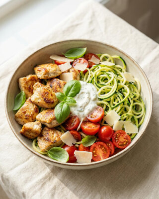 Fresh Zoodle Power Bowl – Proteinreiche Zucchini-Pasta - Fresh Zoodle Power Bowl – Proteinreiche Zucchini-Pasta