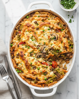 Protein Pasta Auflauf mit Hackfleisch, Linsen- &amp; Erbsennudeln - Protein Pasta Auflauf mit Hackfleisch, Linsen- &amp; Erbsennudeln