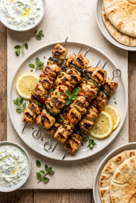 Mediterrane Hähnchen-Souvlaki vom Grill - Hähnchen-Souvlaki vom Grill – Griechisches Grillrezept