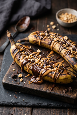 Gegrillte Banane mit Schokolade und Erdnussbutter - Gegrillte Banane mit Schokolade – Einfaches Grilldessert
