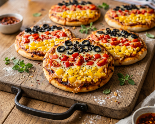 Mini-Pizzen in Schwarz-Rot-Gold: Der perfekte Fußball-Snack - Mini-Pizzen in Schwarz-Rot-Gold – Einfacher Snack für Fußballabende