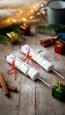 Marshmallow-Schneemänner – süße DIY-Idee für Winter &amp; Weihnachten - Marshmallow-Schneemänner selber machen – süße DIY-Idee für Weihnachten
