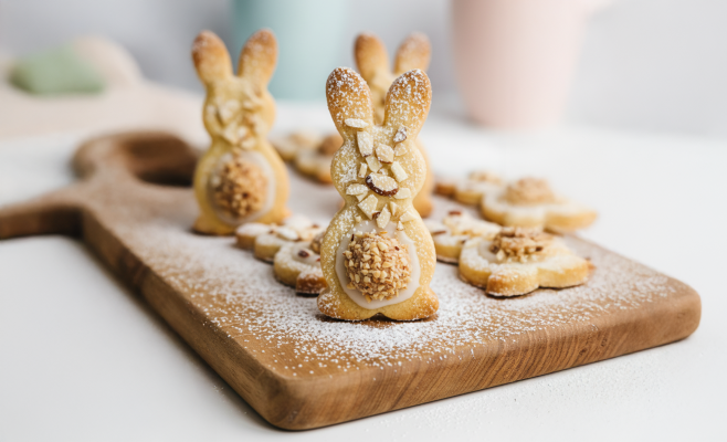 Von klassisch bis nussig: Mürbteig-Kekse für ein buntes Osterfest - Zart &amp; knusprig: Mürbteig-Hasen für Ostern – 2 einfache Rezepte