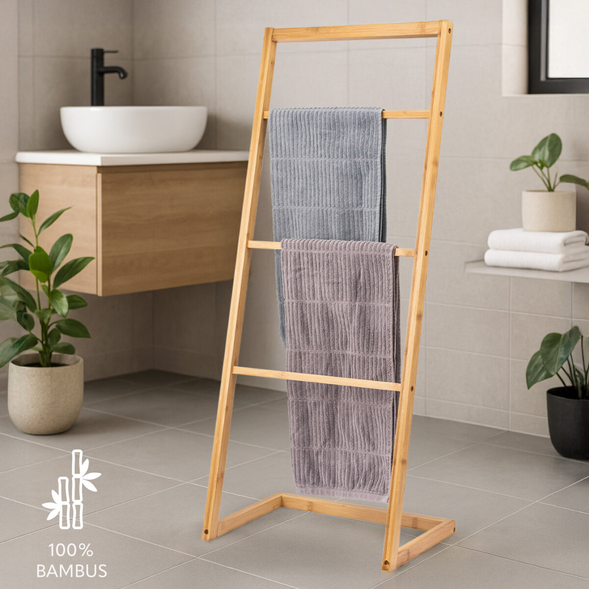 toilettenrollenhalter bambus Toilettenpapierhalter aus Bambus | ohne Bohren main image 1