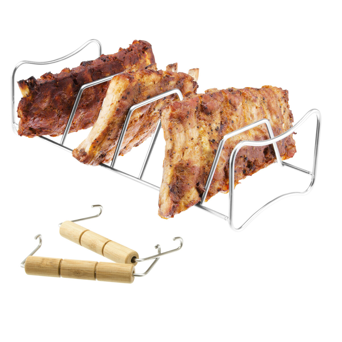Bremermann Spare Ribs- & Bratenhalter 2in1 – Edelstahl Mit Tragegriffen