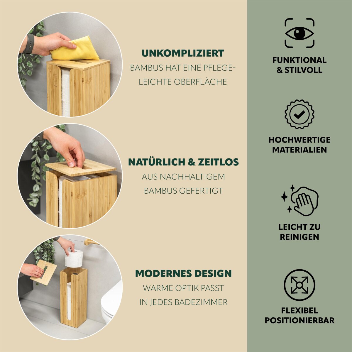 EVIDECO Toilettenpapierhalter Mit Aufbewahrungsschrank – 18x18x75 Cm, Weiß Mit Eichenoptik, Freistehend, Mit Spender Und Regal EVIDECO Toilettenpapierhalter Mit Aufbewahrungsschrank – 18x18x75 Cm, Weiß Mit Eichenoptik, Freistehend, Mit Spender Und Regal