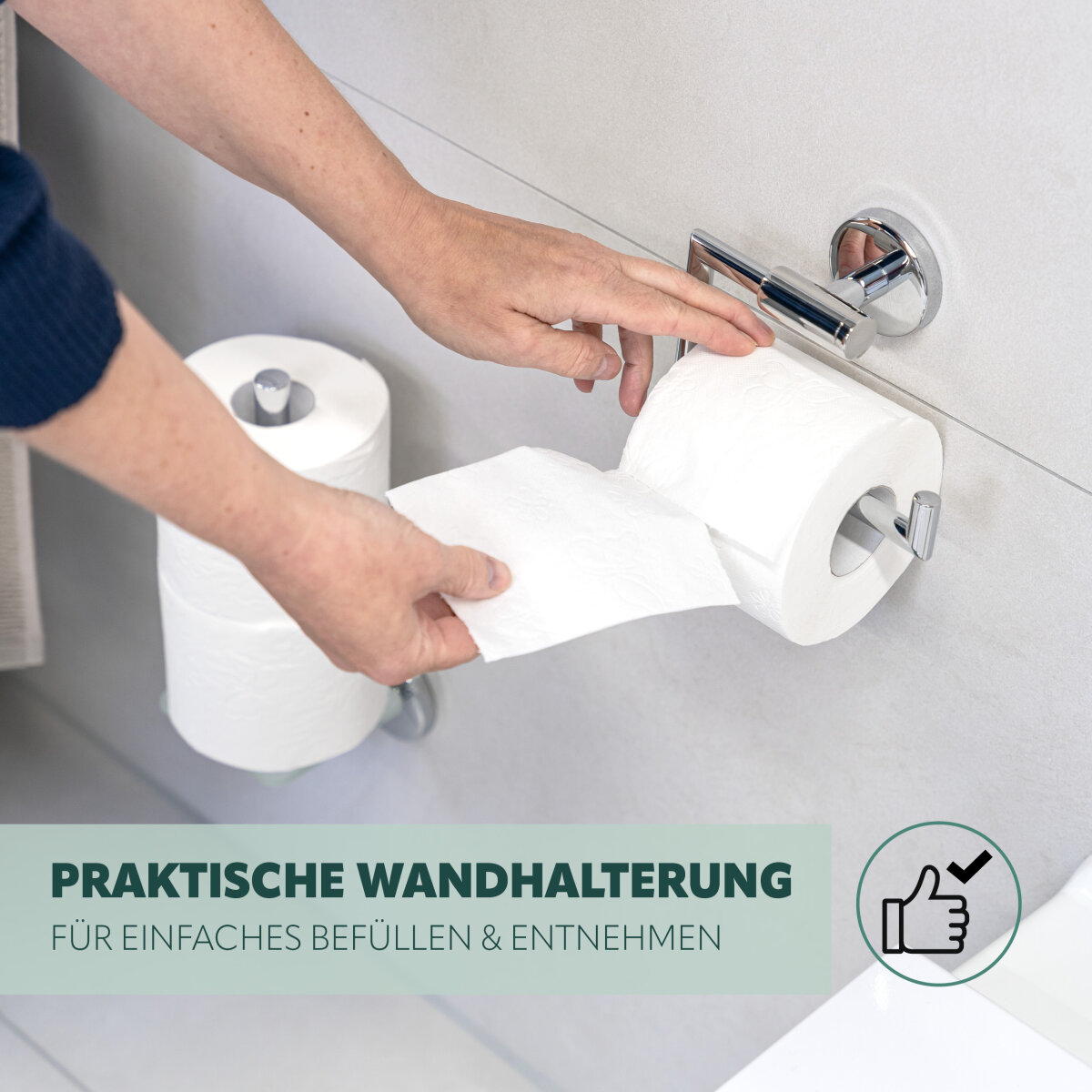 SENTO Doppelpfosten Toilettenpapierhalter Aus Metall – Mattschwarz, Wandmontiert & Einfach Installierbar