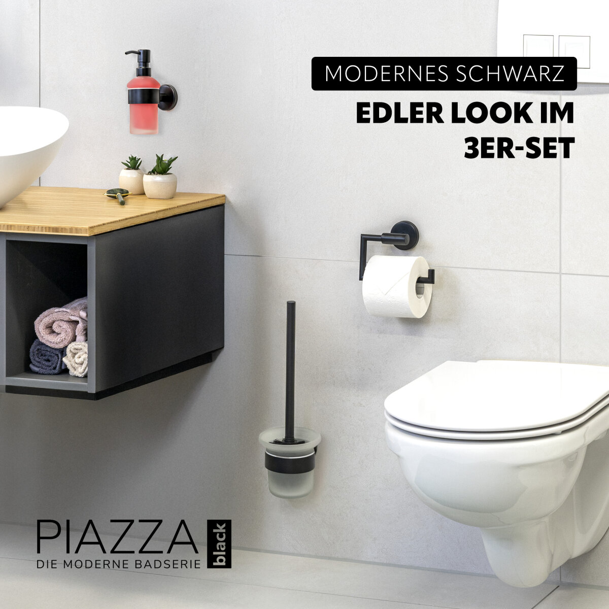 Badezimmer-Set PIAZZA BLACK 3tlg., 67,99 €