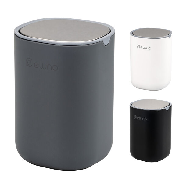eluno Kosmetikeimer/ Tischabfalleimer EDOLO mit Schwingdeckel und 1,5 Liter Fassungsvermögen, aus Kunststoff