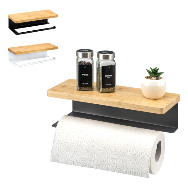 Küchenrollenhalter mit Bambusablage