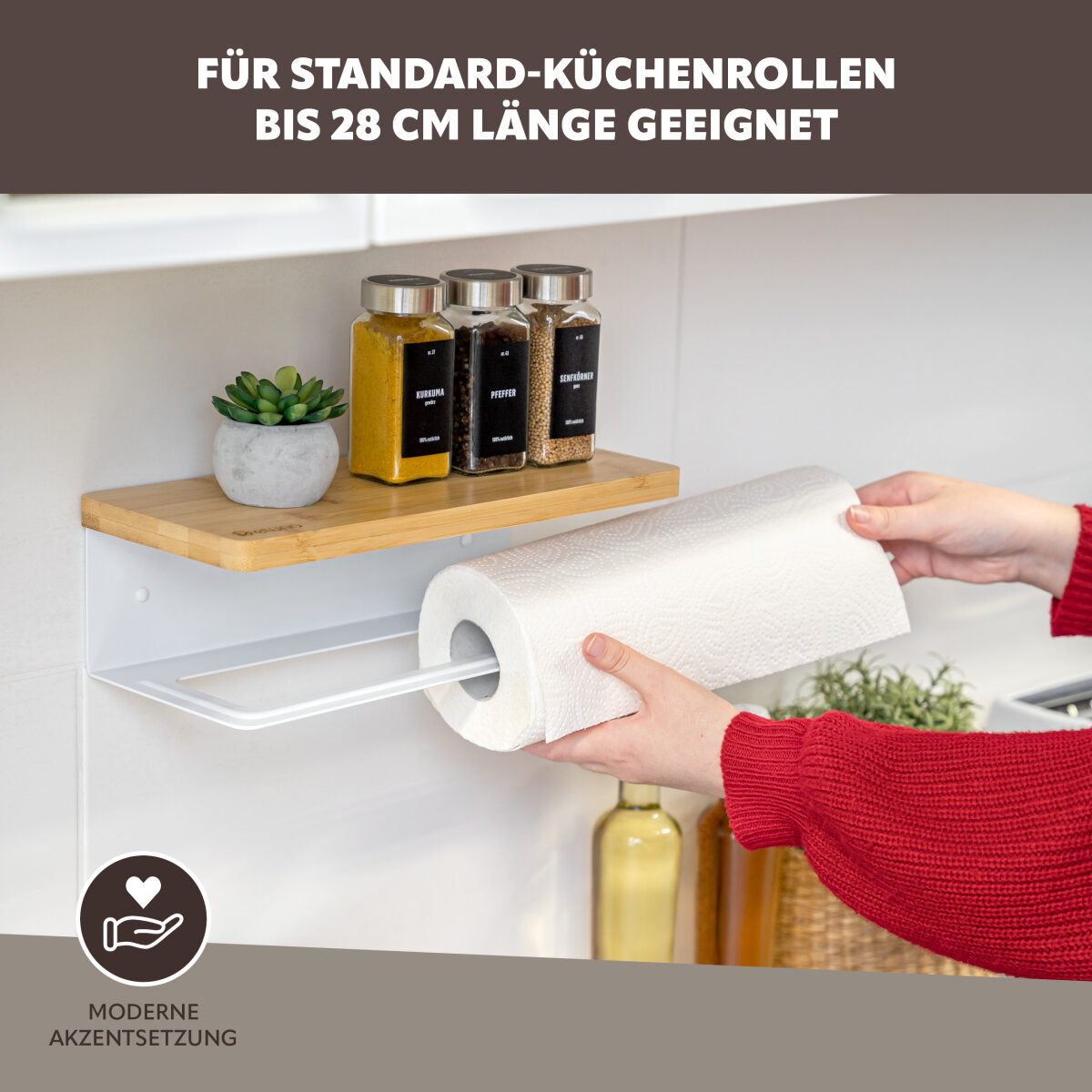 Küchenrollenhalter mit Bambusablage, 31,99 €