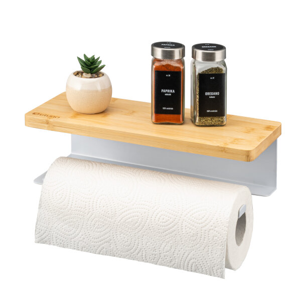 Küchenrollenhalter mit Bambusablage