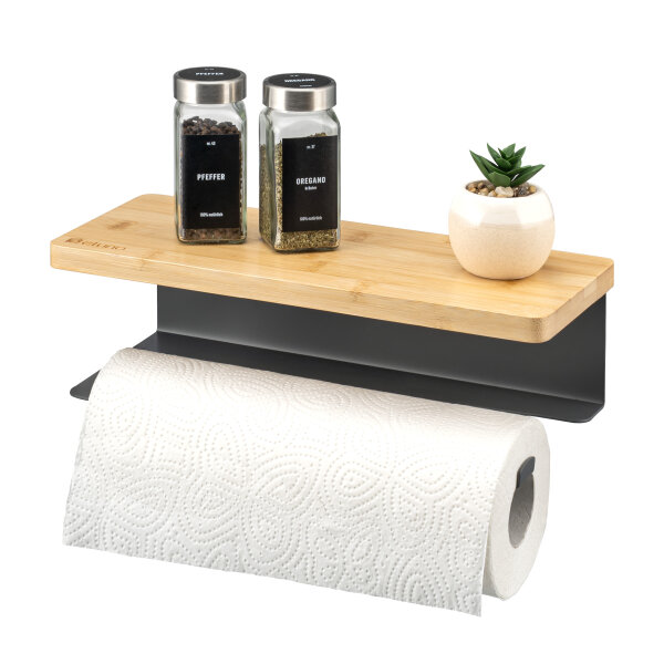 Küchenrollenhalter mit Bambusablage