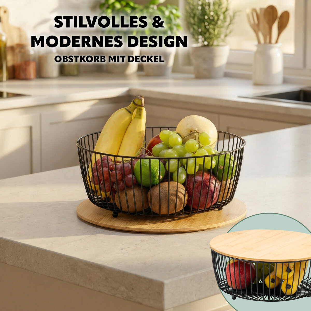 Obstkorb mit Bambusdeckel, 26,99 €