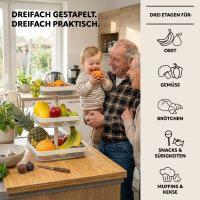 3-stöckige eckige Obstetagere 20 cm, 25 cm und 30 cm