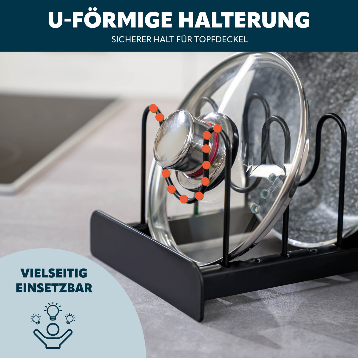 Topfdeckel und Pfannenhalter 2er Set, 39,99 €